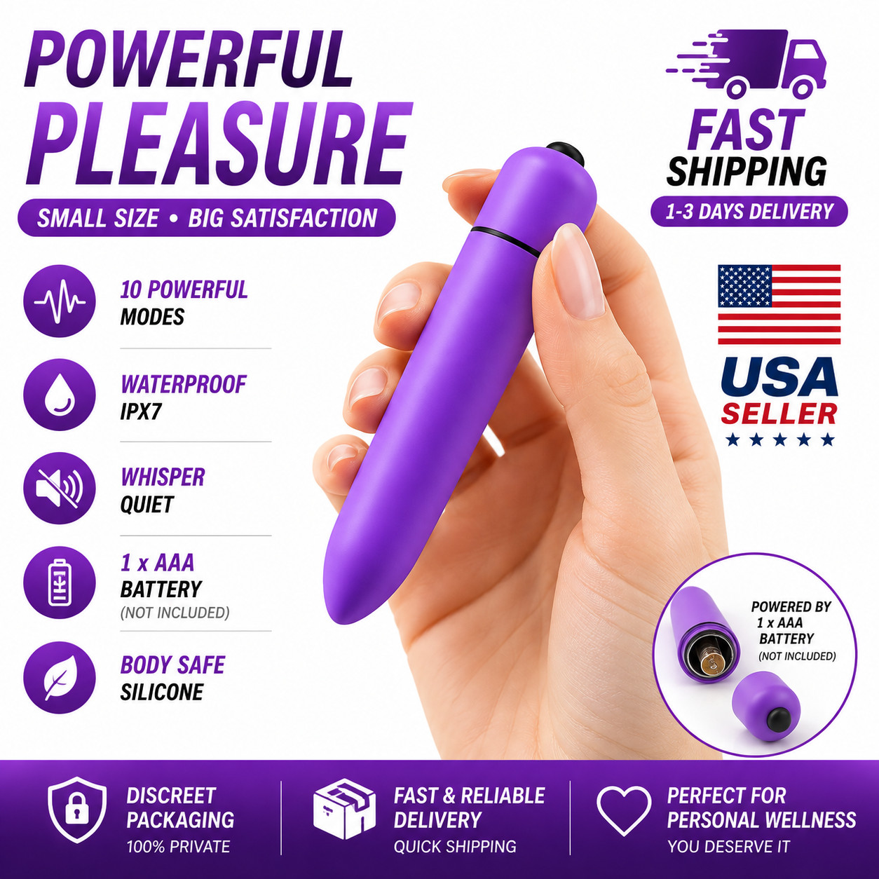 Women Mini Powerful Bullet Shape 10 Speed Personal Vibrating Neck Body Massage
