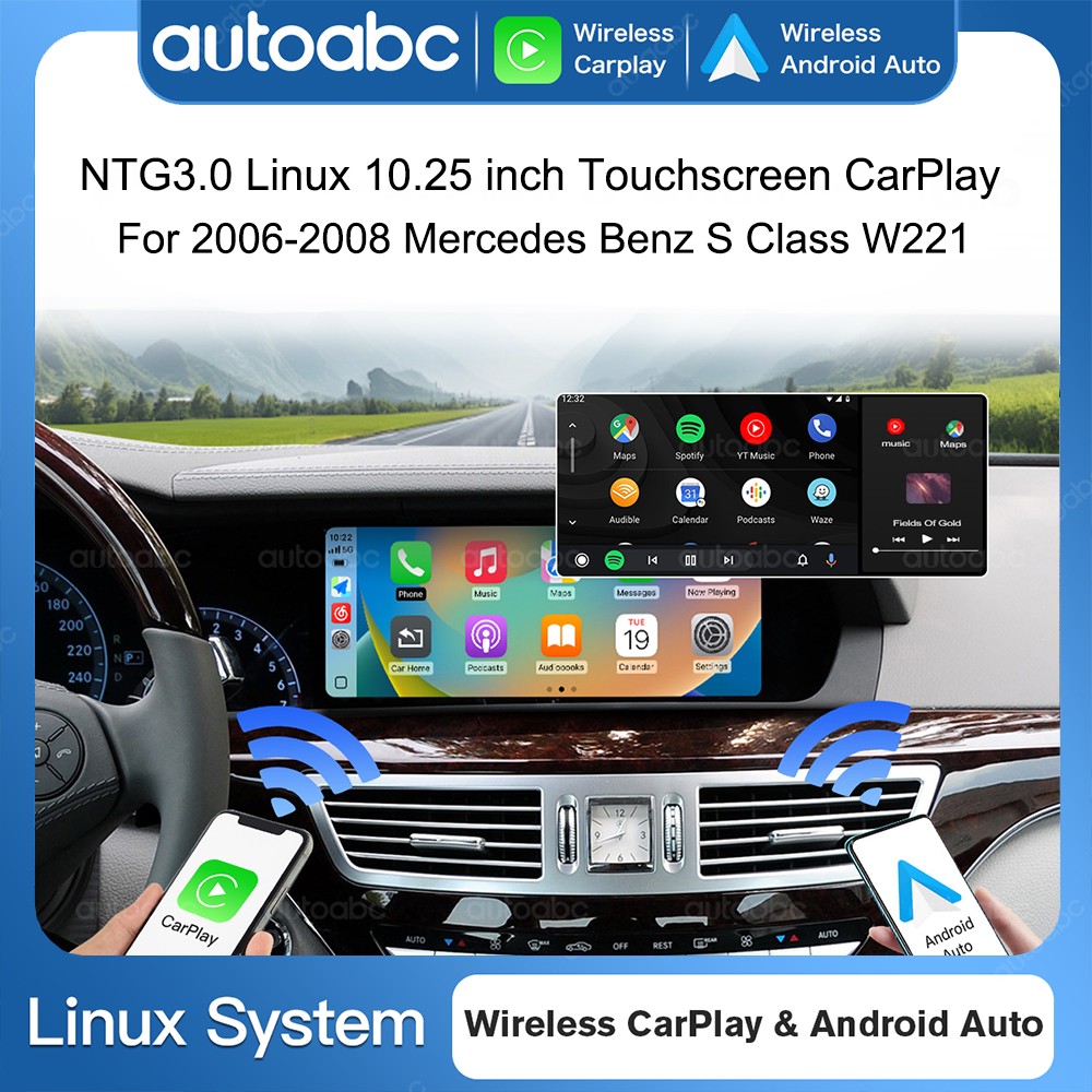 10.25''For Mercedes Benz S Class W221 NTG3.0 Touchscreen Android Auto Carplay