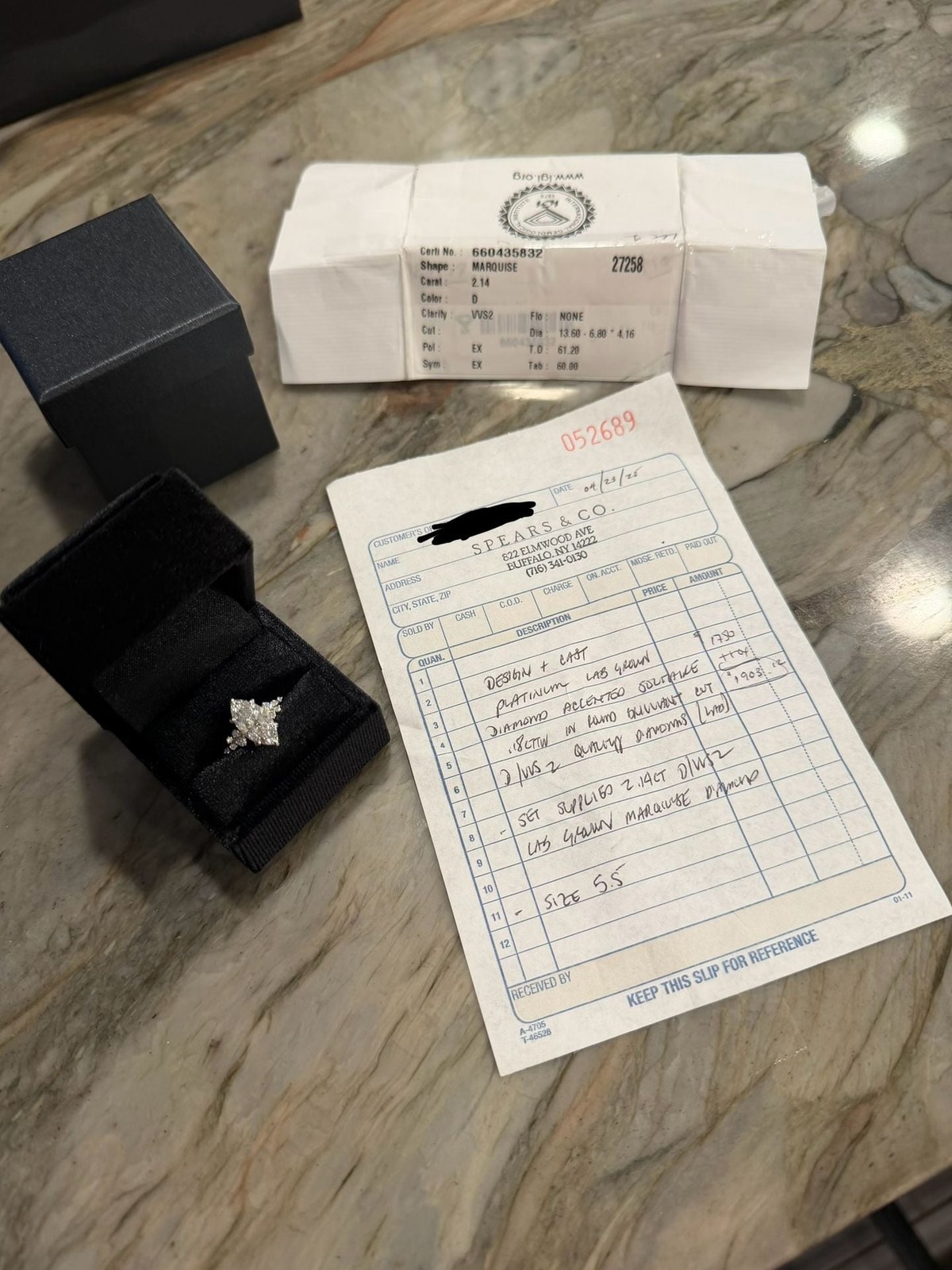 Lab Grown 2.14ct Marquise Diamond Solitaire Engagement Ring