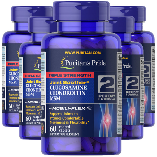 Puritan\'s Pride 3X Strength 1500mg Glucosamine Chondroitin & MSM 5X60 Caps USA