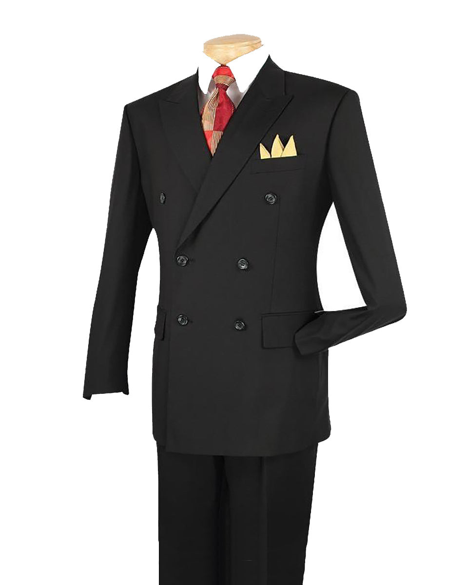 Vinci Men Solid Color Double Breasted Classic Regular Fit Suit Elastic Waist NEW Vinci Men Solid Color Double Breasted Classic Regular Fit Suit Elastic Waist NEW