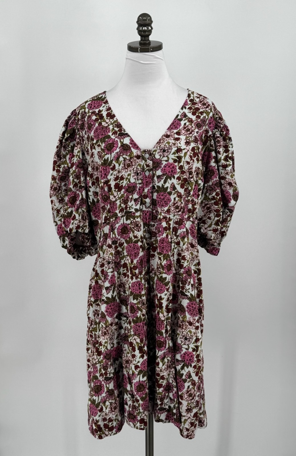 Chelsea 28 Pink Floral Cotton Blend Puff Sleeve Fit Flare Dress Sz XXL Chelsea 28 Pink Floral Cotton Blend Puff Sleeve Fit Flare Dress Sz XXL