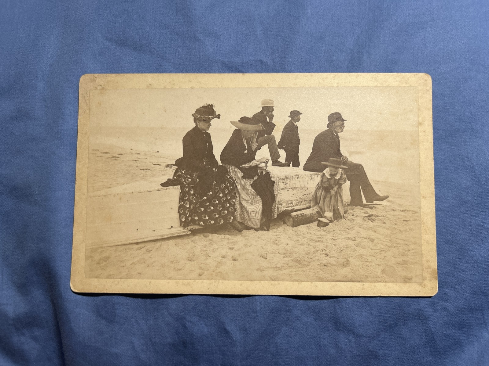 Antique 1890s Boudoir Photo Victorian Family Beach Rowboat New Haven CT Bradley