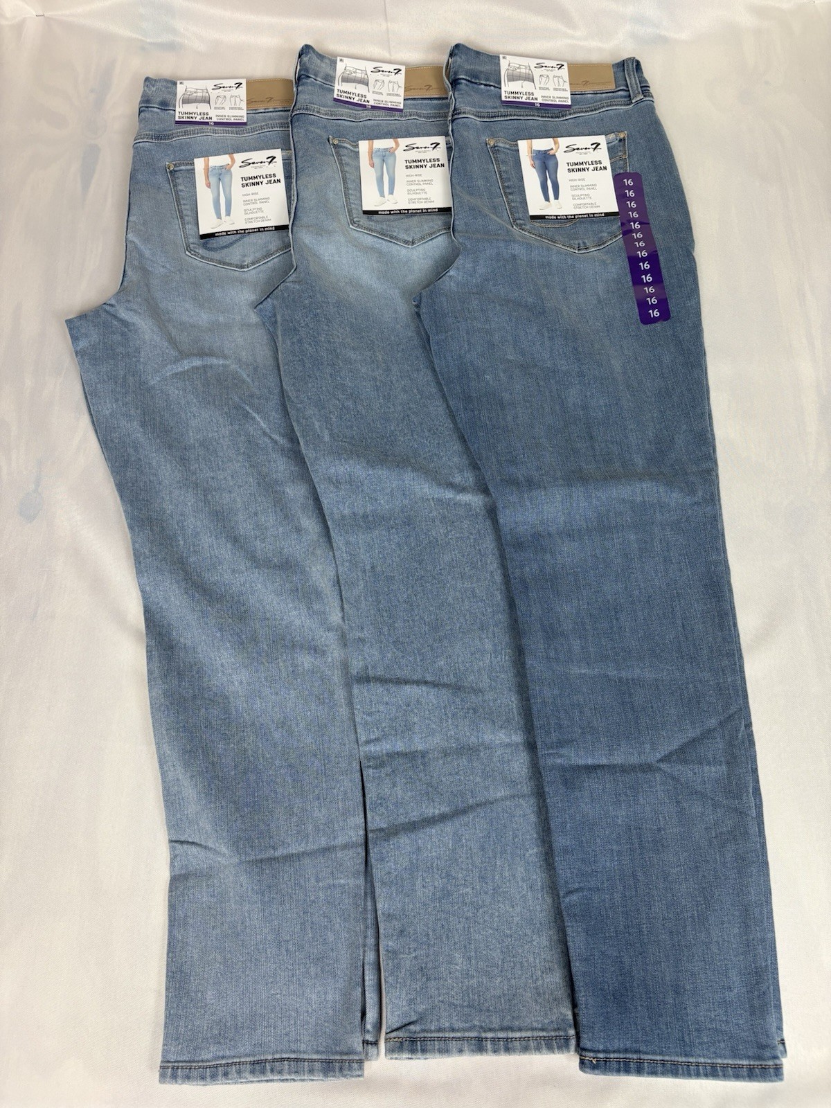 3-Pair NWT Seven7 Tummyless Skinny Jeans Womens 16 High Rise Stretch 3-Pair NWT Seven7 Tummyless Skinny Jeans Womens 16 High Rise Stretch