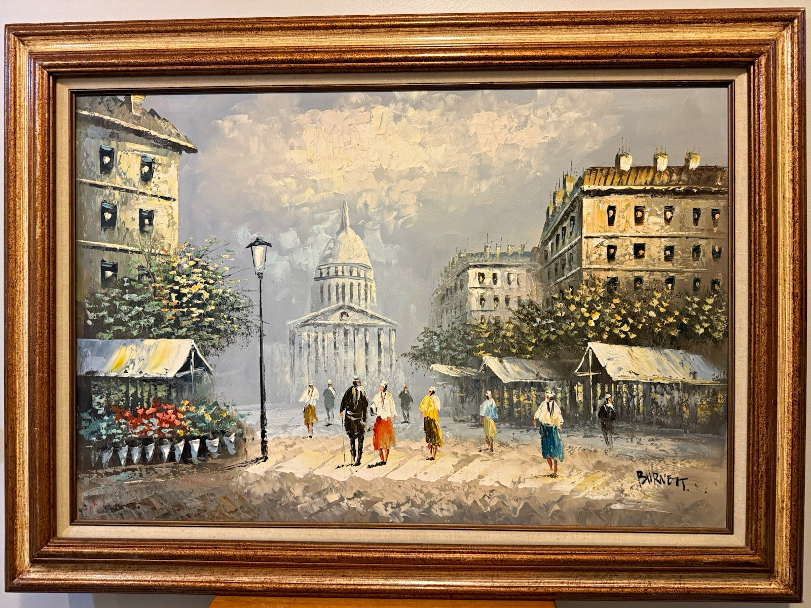 Vintage Caroline Burnett Paris Panthéon Large Oil Painting Original Framed 32x44
