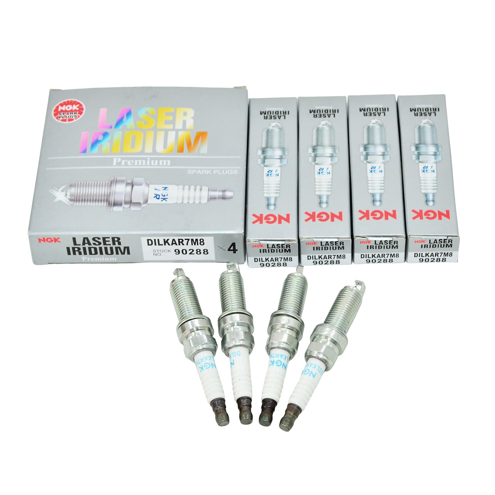 4 Pack Genuine Authentic NGK 90288 Laser Iridium Spark Plug DILKAR7M8 for Mazda
