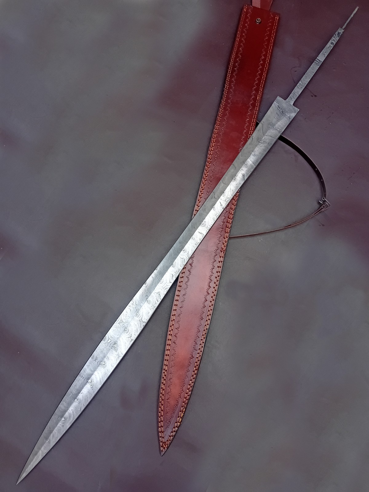 35 inch Custom Hand Forged FULL TANG Damascus Sword Blank  Blade Knife Making