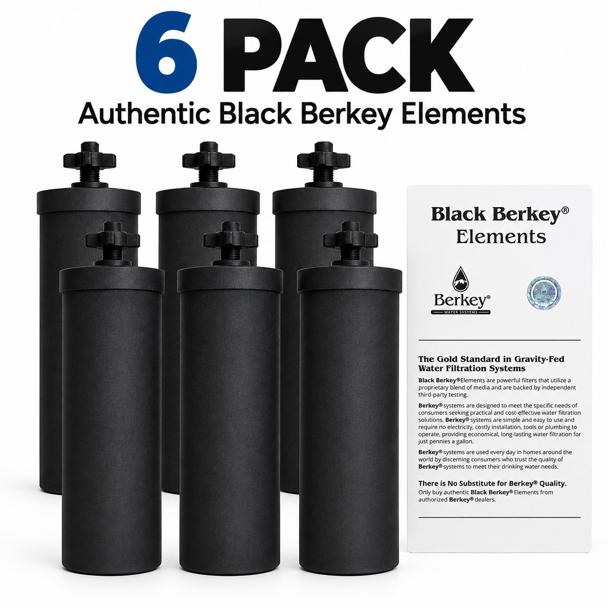 Berkey Authentic Black BB9-2 Water replacement Filters For Berkey 6 PACK