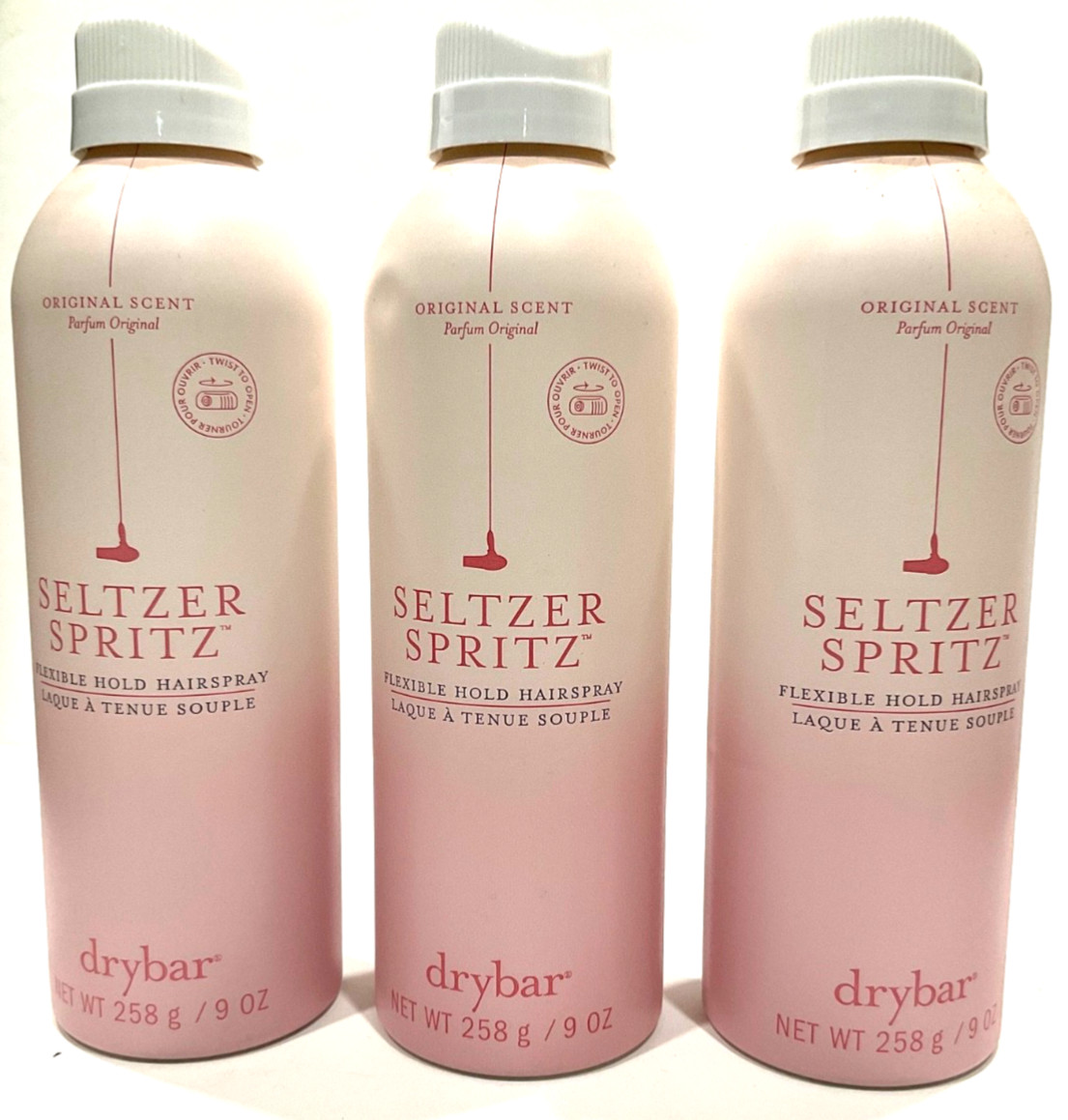 Lot of 3 Drybar Seltzer Spritz Flexible Hold Hairspray 9oz Original Scent New