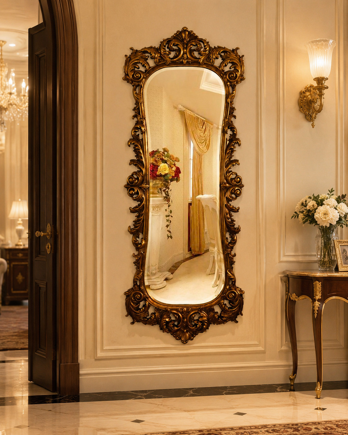 Luxury Ornate Gold Full Length Mirror 77\