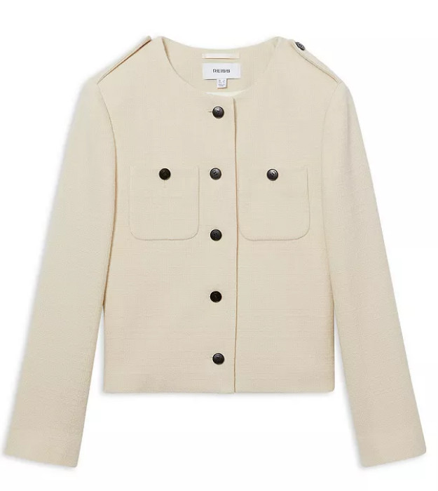 Reiss women\'s Blane Cropped Cream Jacket - size 12 / 16 UK - retail $425 Reiss women\'s Blane Cropped Cream Jacket - size 12 / 16 UK - retail $425