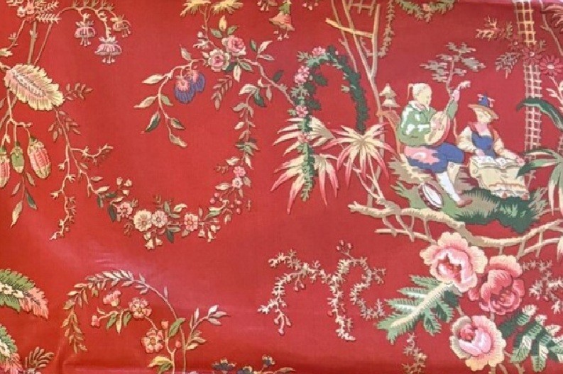 RARE Vintage Deborah Danser Fabriyaz Chinoiserie Toile Fabric 30 Yard Bolt RARE Vintage Deborah Danser Fabriyaz Chinoiserie Toile Fabric 30 Yard Bolt
