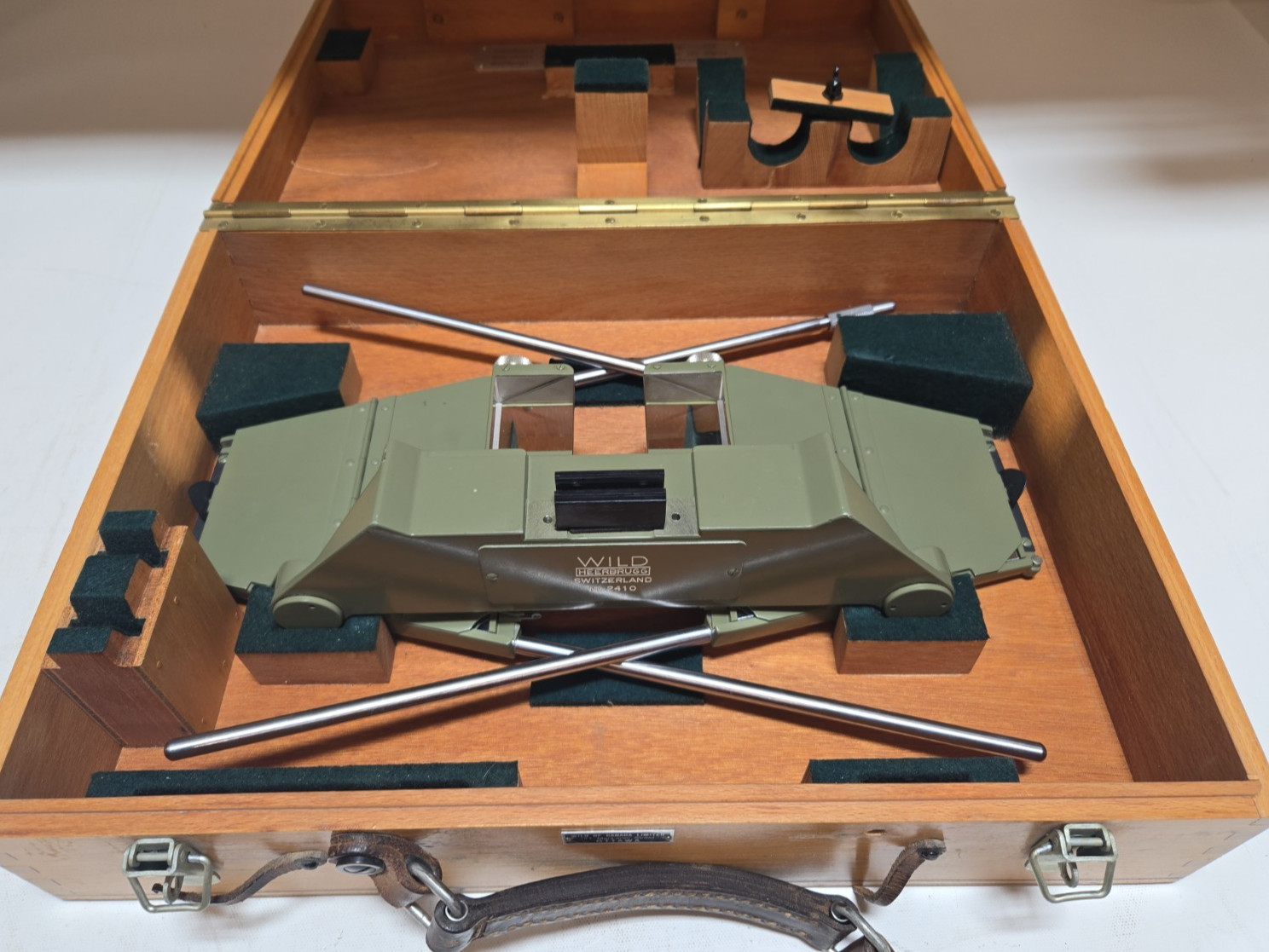1 Wild Heerbrugg Mirror Stereoscope with Original Wooden Case, No Binoculars