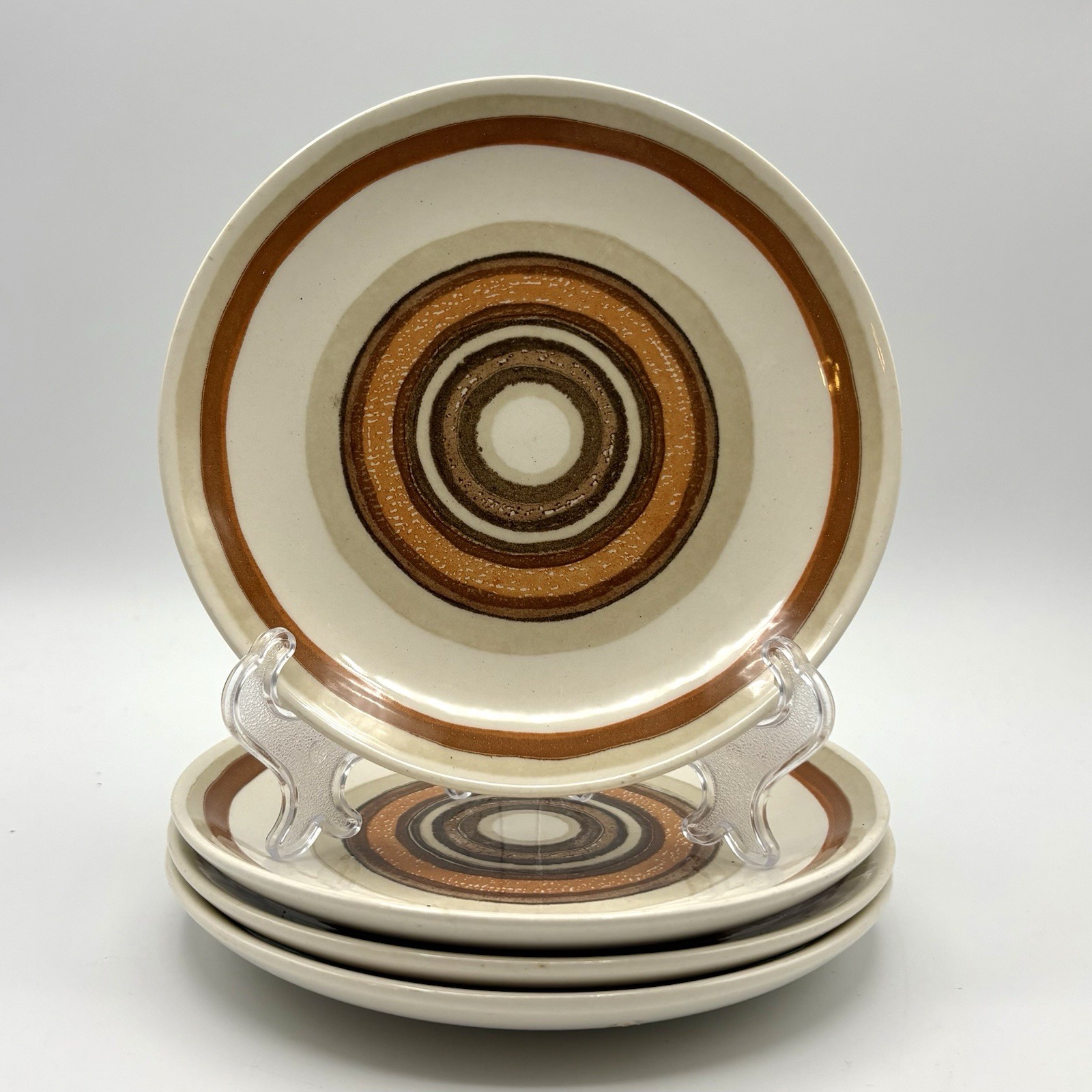 4 Royal China Santa Fe Cavalier Ironstone Bullseye MCM Dessert Plates Retro USA