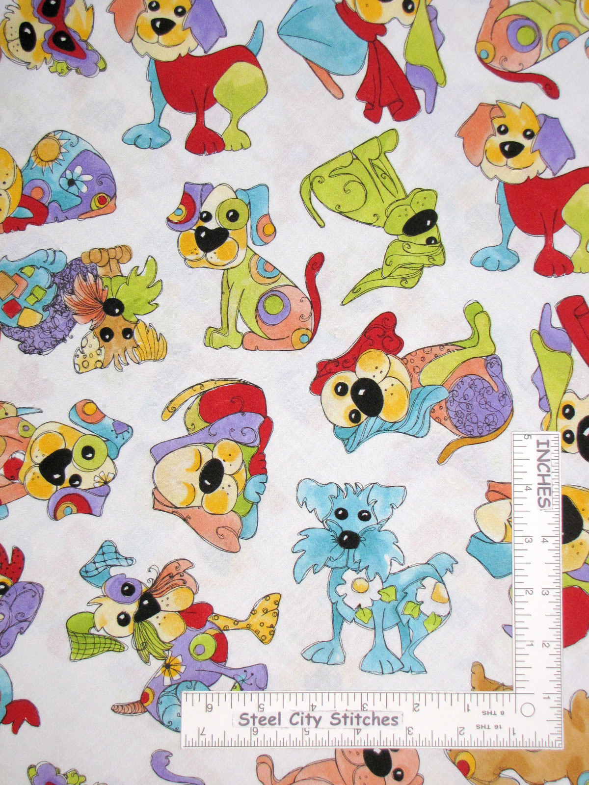 Loralie Joy Dog Puppy Dog Toss White Cotton Fabric Loralie Designs By The Yard