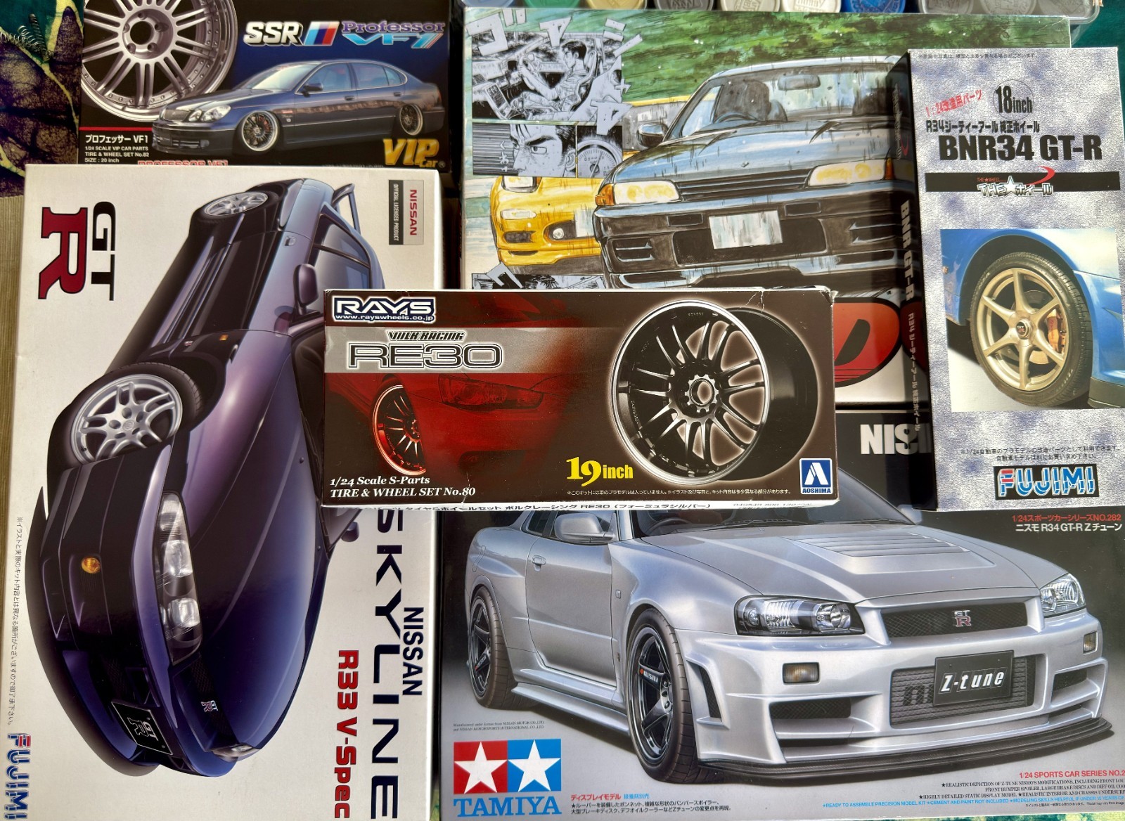 1:24 Nissan Skyline GT-R Models Kits Lot Tamiya Fujimi Aoshima JDM + Gifts