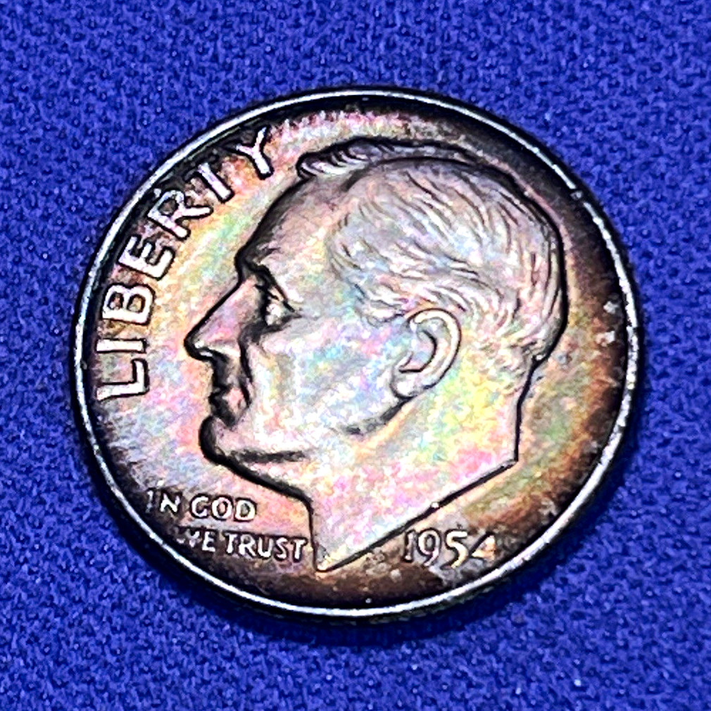1954-D Roosevelt Silver Dime Good Details Beautifully Toned 🤩 1954-D Roosevelt Silver Dime Good Details Beautifully Toned 🤩