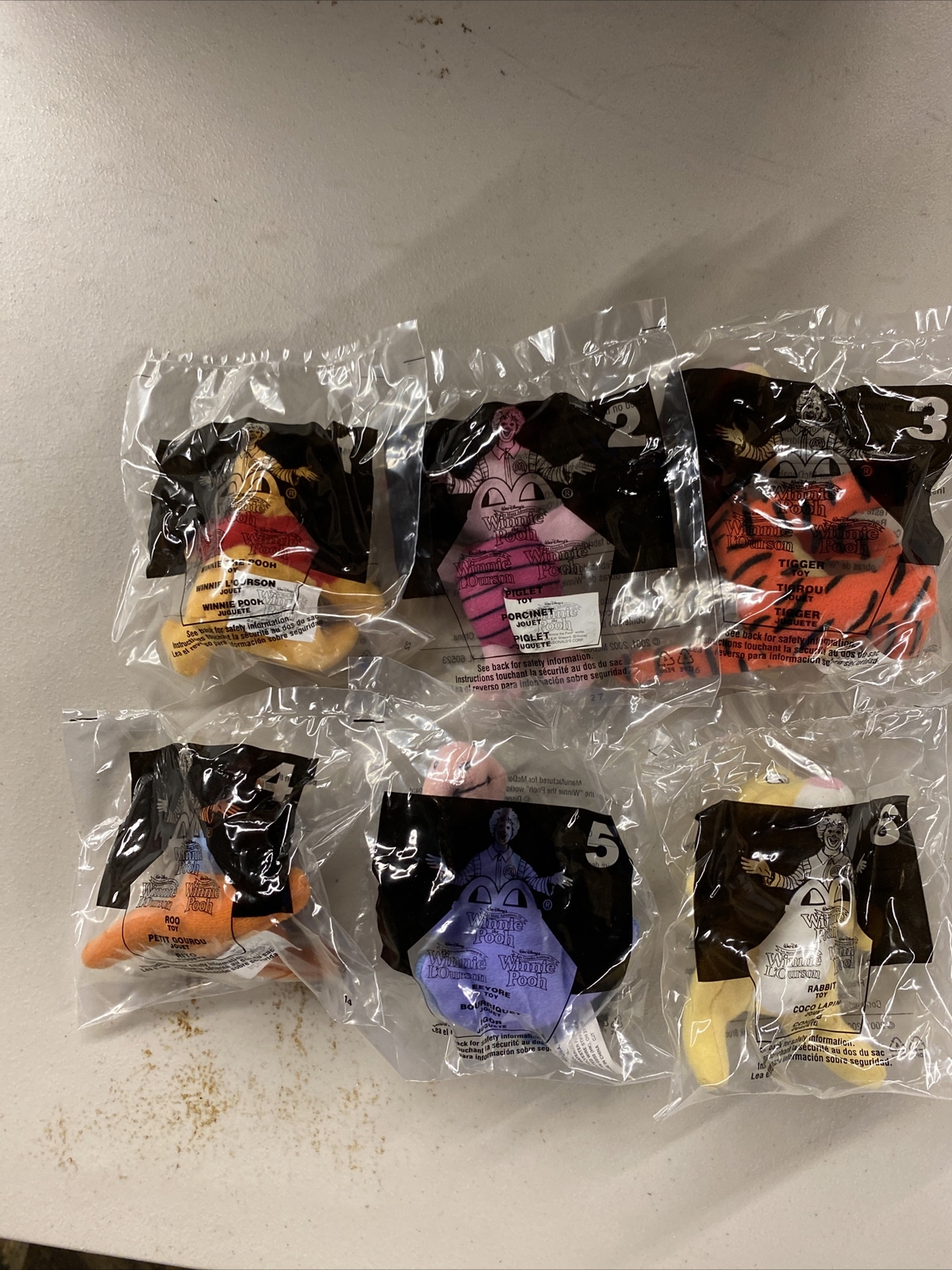 2001, 2002 Winnie the Pooh Happy Meal toys Complete Set Of 6 2001, 2002 Winnie the Pooh Happy Meal toys Complete Set Of 6