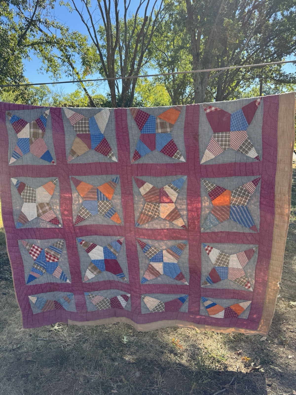 Vintage 1930s feed sack quilt Vintage 1930s feed sack quilt