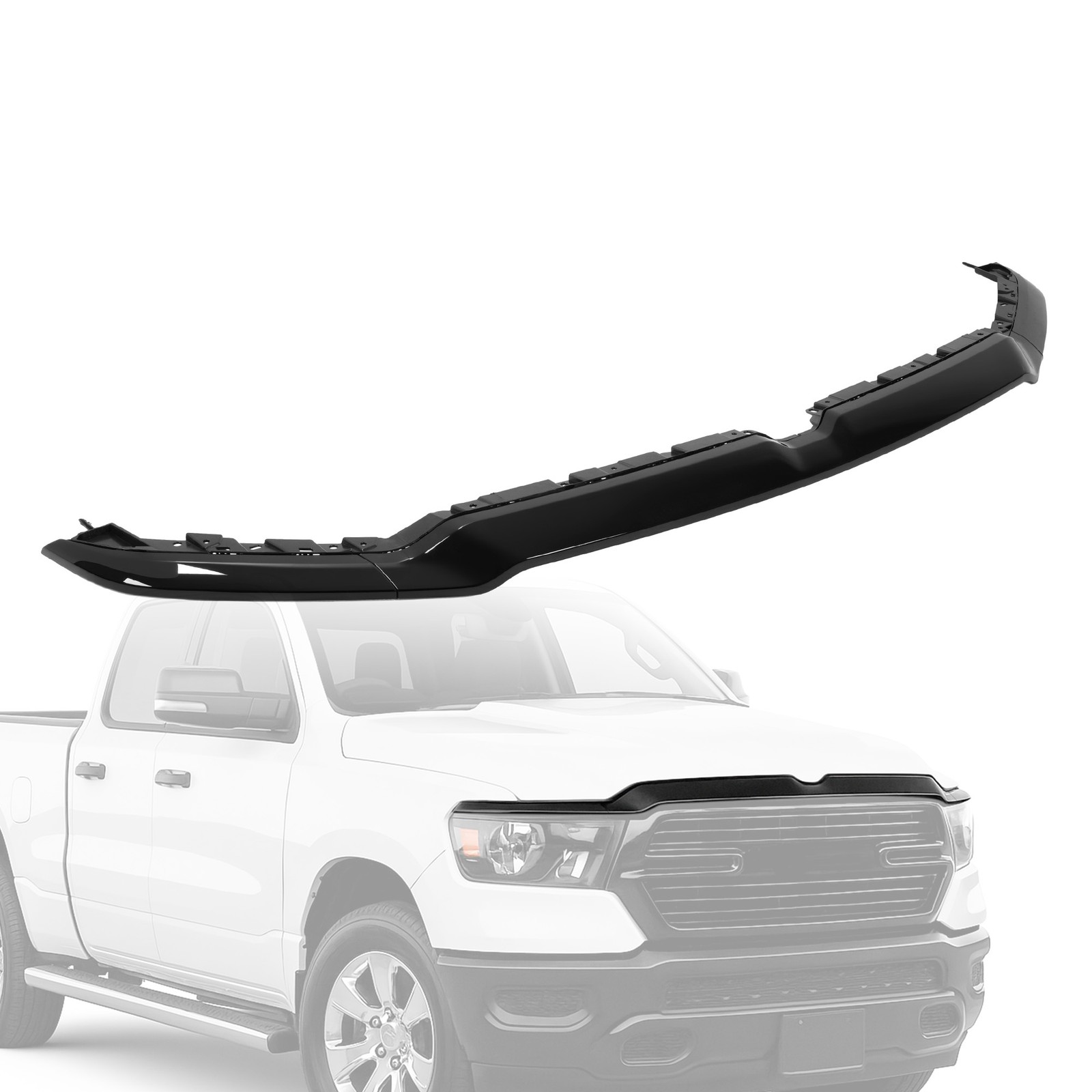 Fits 2019-2024 Dodge Ram 1500 Front Upper Grille Trim Molding Gloss Black Fits 2019-2024 Dodge Ram 1500 Front Upper Grille Trim Molding Gloss Black