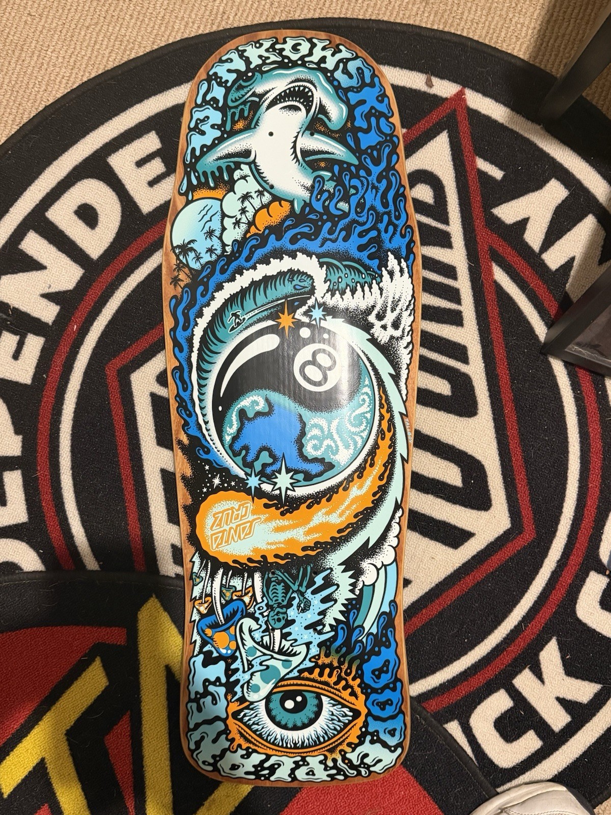 Santa Cruz Erick Winkowski Dope Planet Skateboard Deck Blue/Black 8 Ball Eye
