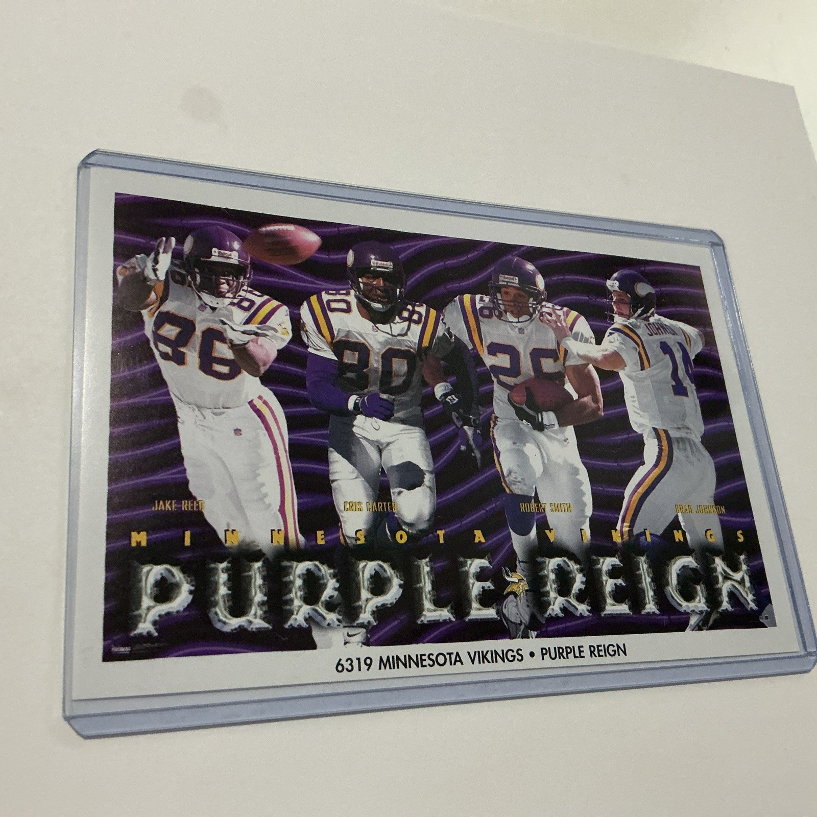 Vintage Cris Carter “Purple Reign” Minnesota Vikings Promo Poster Card 4x6 Vintage Cris Carter “Purple Reign” Minnesota Vikings Promo Poster Card 4x6