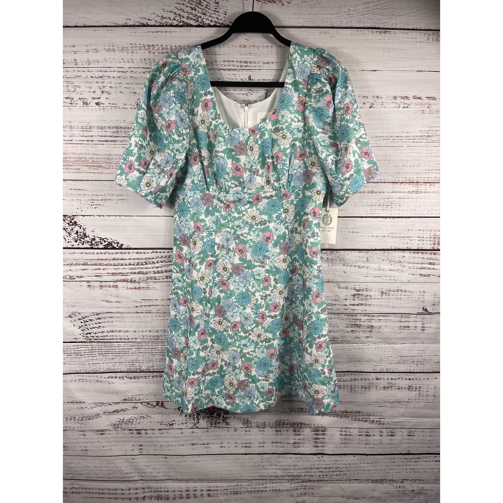 Hyacinth House Dress Women\'s Size Small Floral Puff Sleeve Fit Flare Sundress