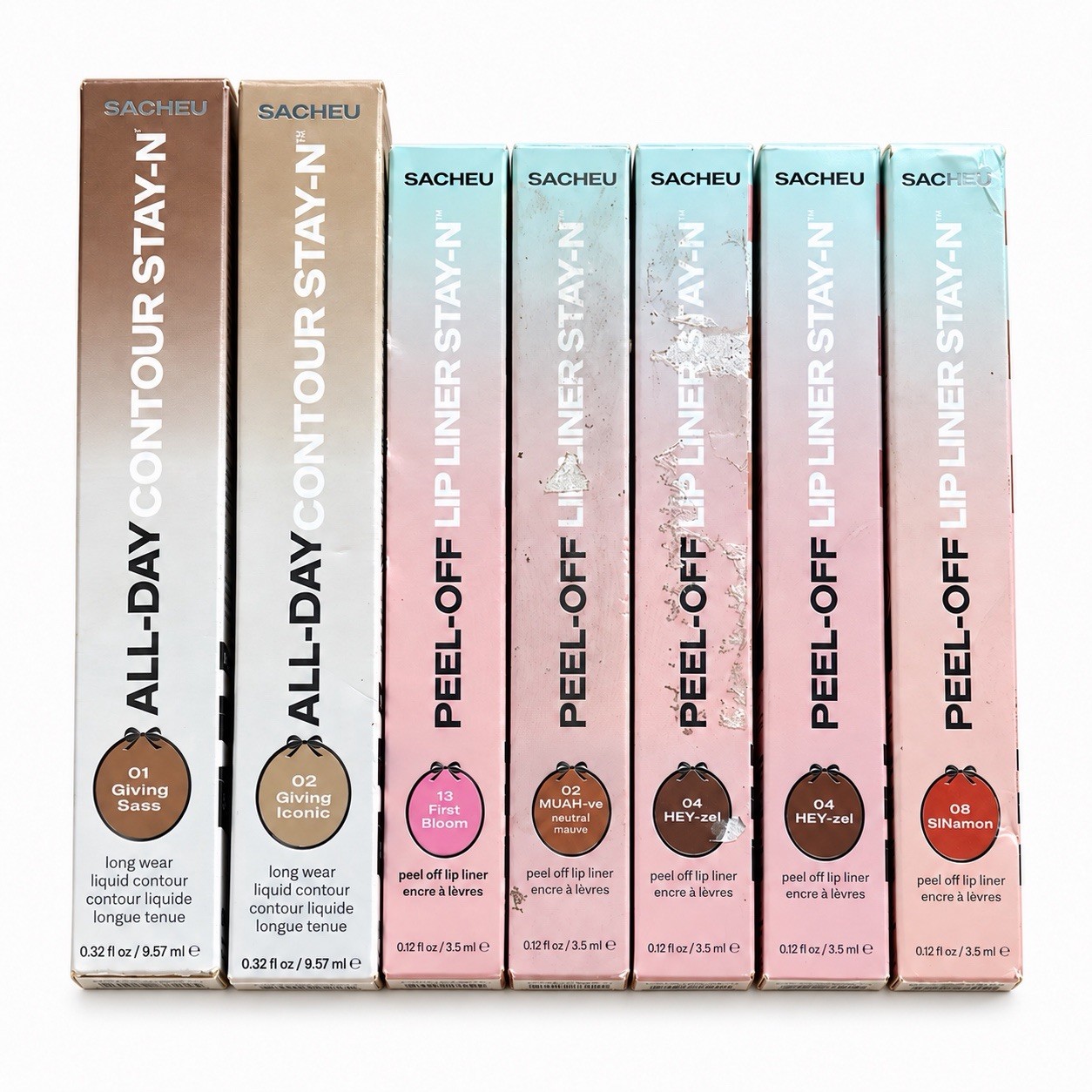 SACHEU Stay-N 7 Pack Bundle Lip Liner & Contour Assorted Shades