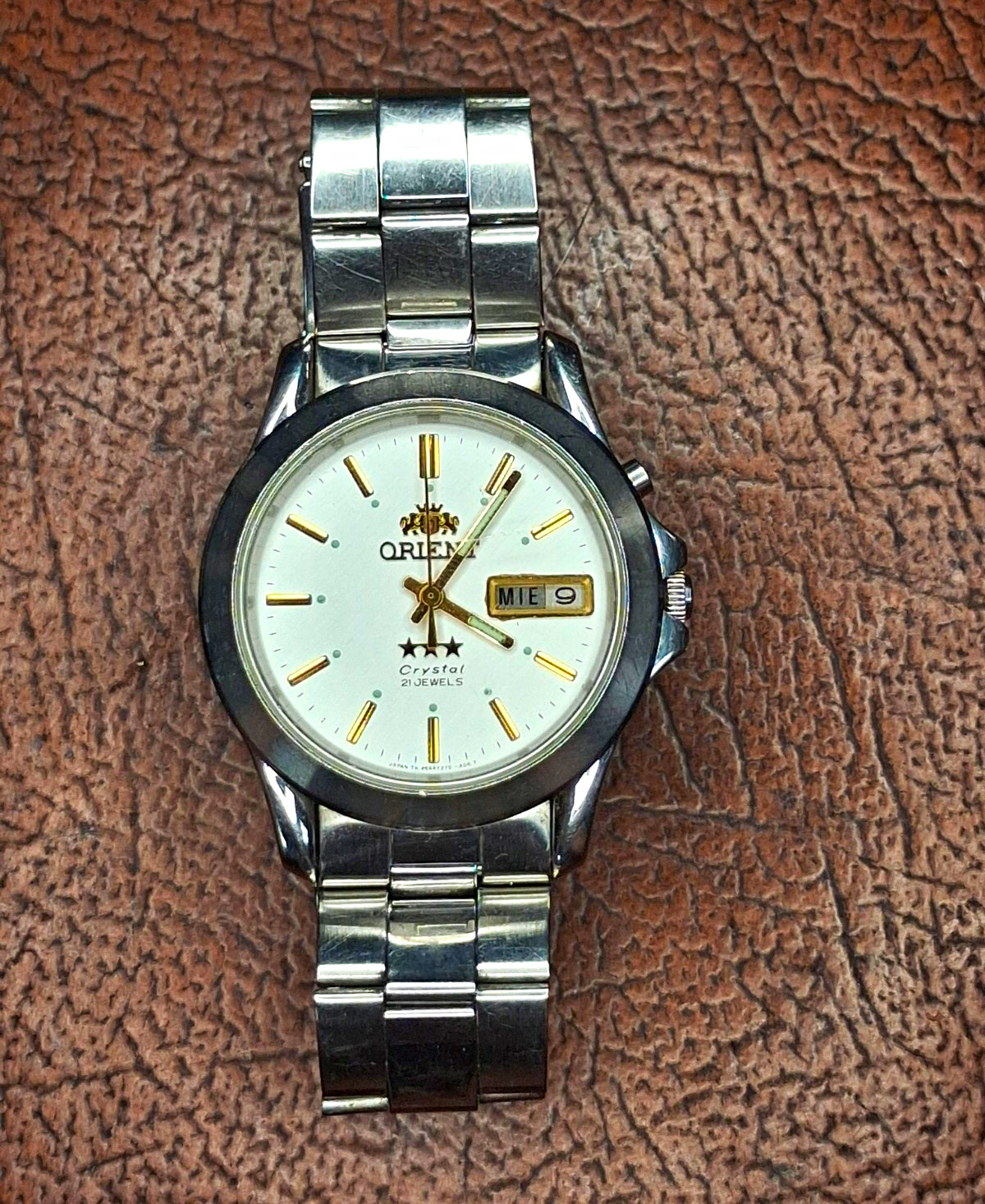 Orient 3 Star Men's Automatic 21 Jewels Day/Date White Dial SS Bracelet Orient 3 Star Men's Automatic 21 Jewels Day/Date White Dial SS Bracelet