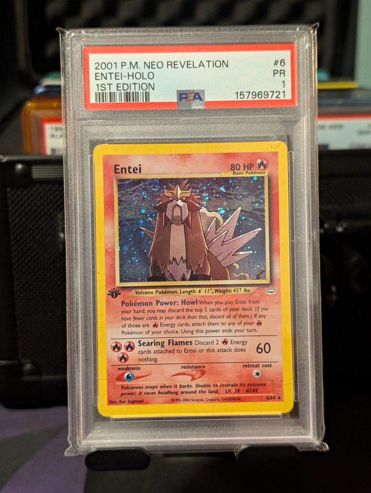 2001 Pokemon Entei 06/64 Neo Revelation 1st Edition Holo Rare PSA 1 SWIRL 2001 Pokemon Entei 06/64 Neo Revelation 1st Edition Holo Rare PSA 1 SWIRL