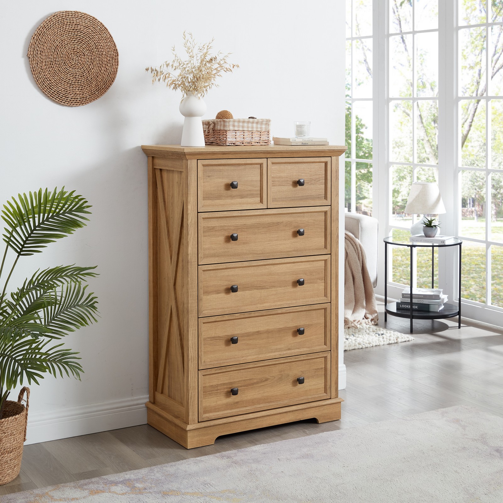 6 Drawer Dresser Bedroom Tall Chest Drawers Closet Organizers Storage Clothes