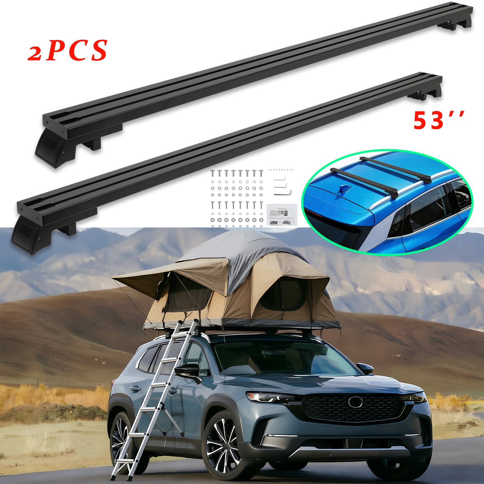 2X Roof Rack Cross Bar 300KG Heavy Duty Rooftop Tent For Mazda CX-50 CX-70 CX-90