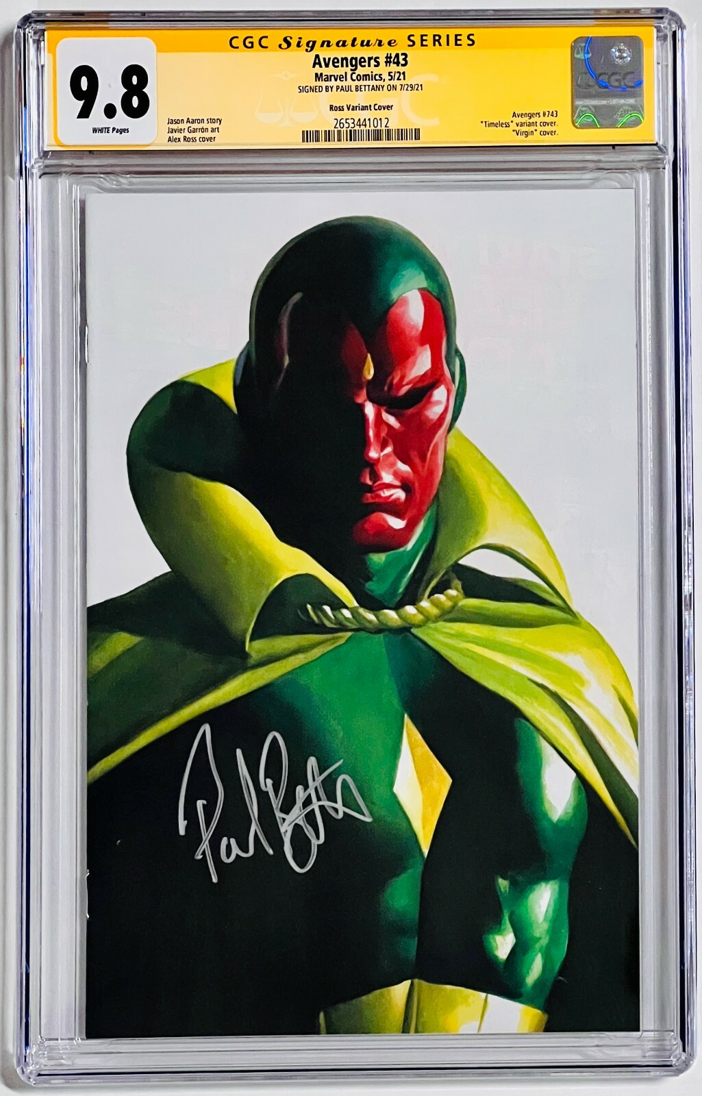 CGC Signature Series Graded 9.8 Marvel The Avengers #43 Signed by Paul Bettany