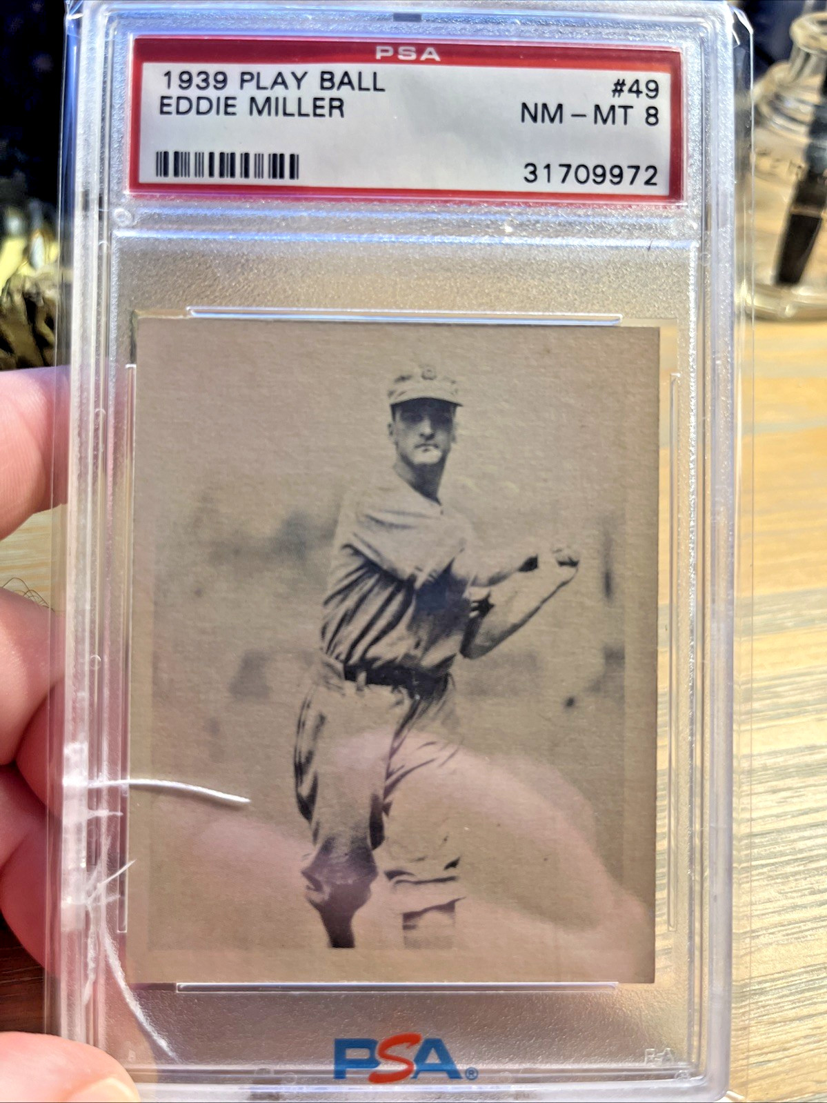 1939 Play Ball #49 ~ EDDIE MILLER ~ PSA-8 / TOT POP = 15; Only 1 Higher
