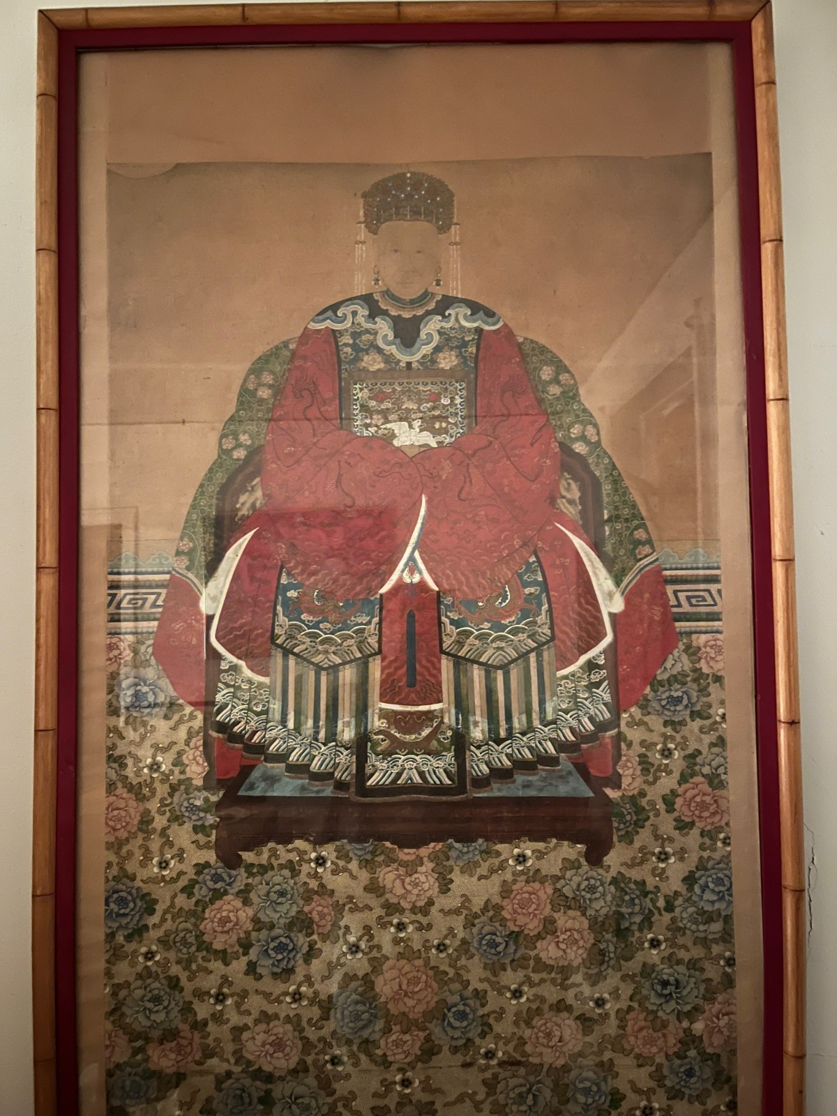 Antique 19th c Chinese Qing Ancestor Portrait Painting on Paper, 33 x 56\ Antique 19th c Chinese Qing Ancestor Portrait Painting on Paper, 33 x 56\