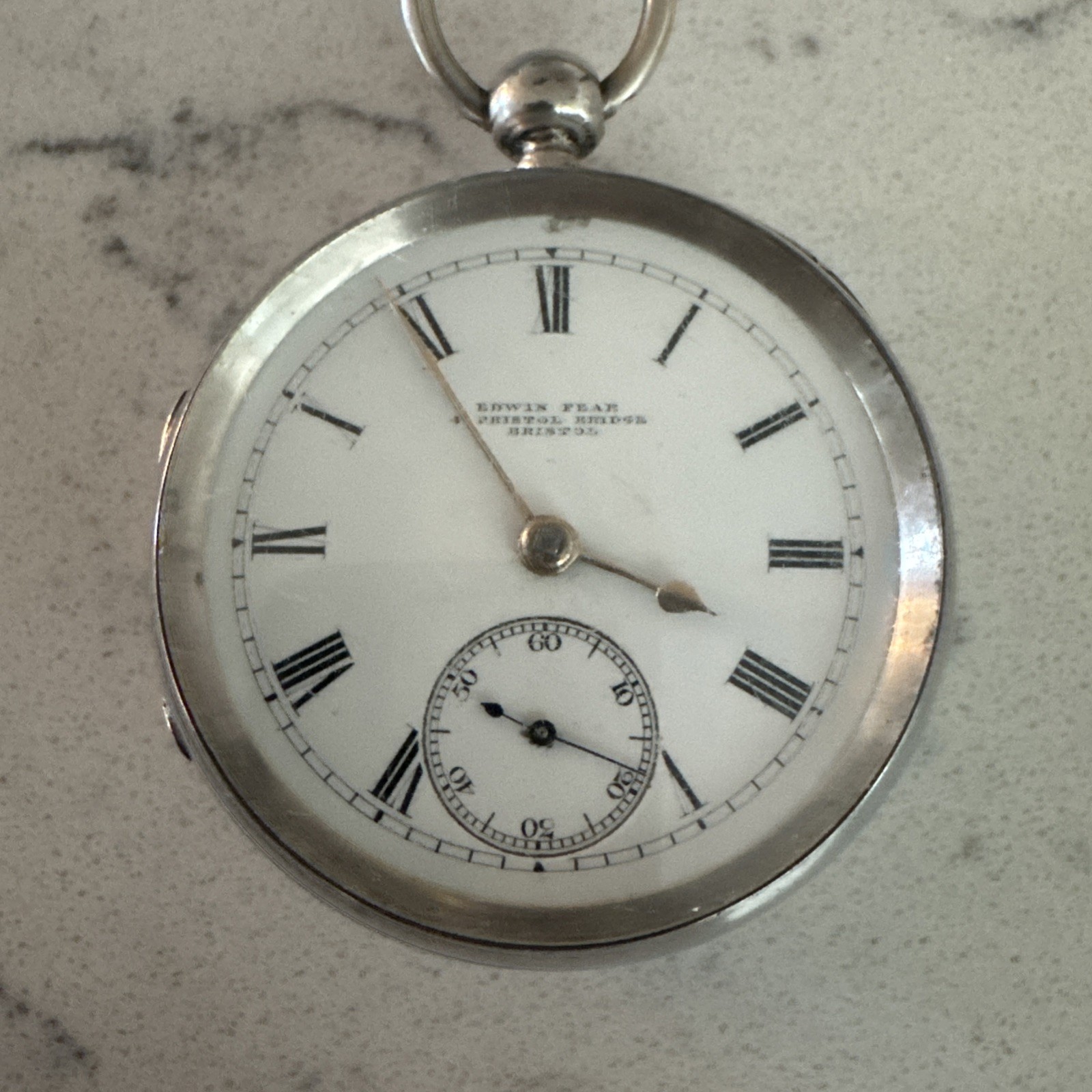 FEARS Bristol Pocket Watch. SILVER case. Rare Antique. Edwin Fear. Museum Piece 