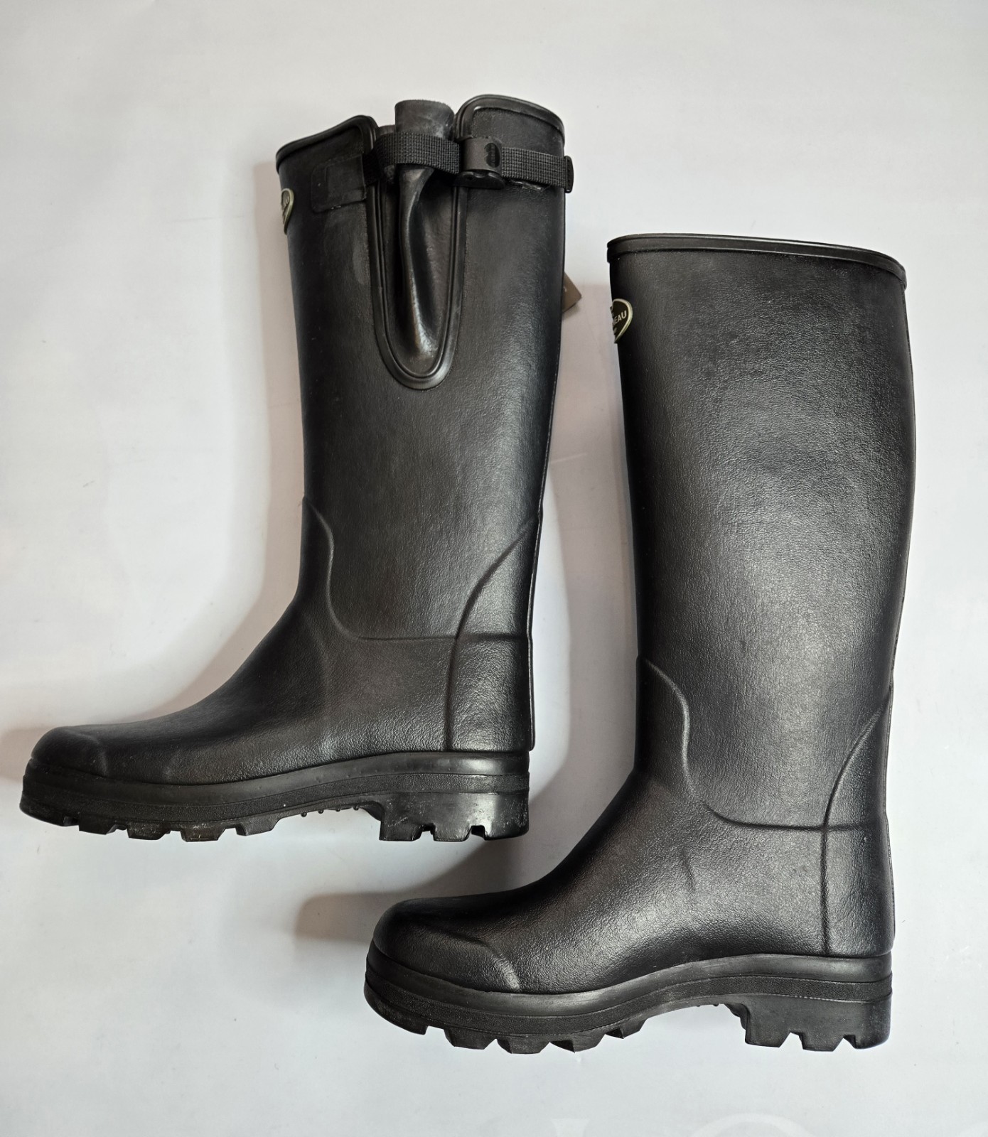 LE CHAMEAU VIERZON TARTAN JERSEY LINED MEN'S BLACK WELLINGTON BOOTS LE CHAMEAU VIERZON TARTAN JERSEY LINED MEN'S BLACK WELLINGTON BOOTS