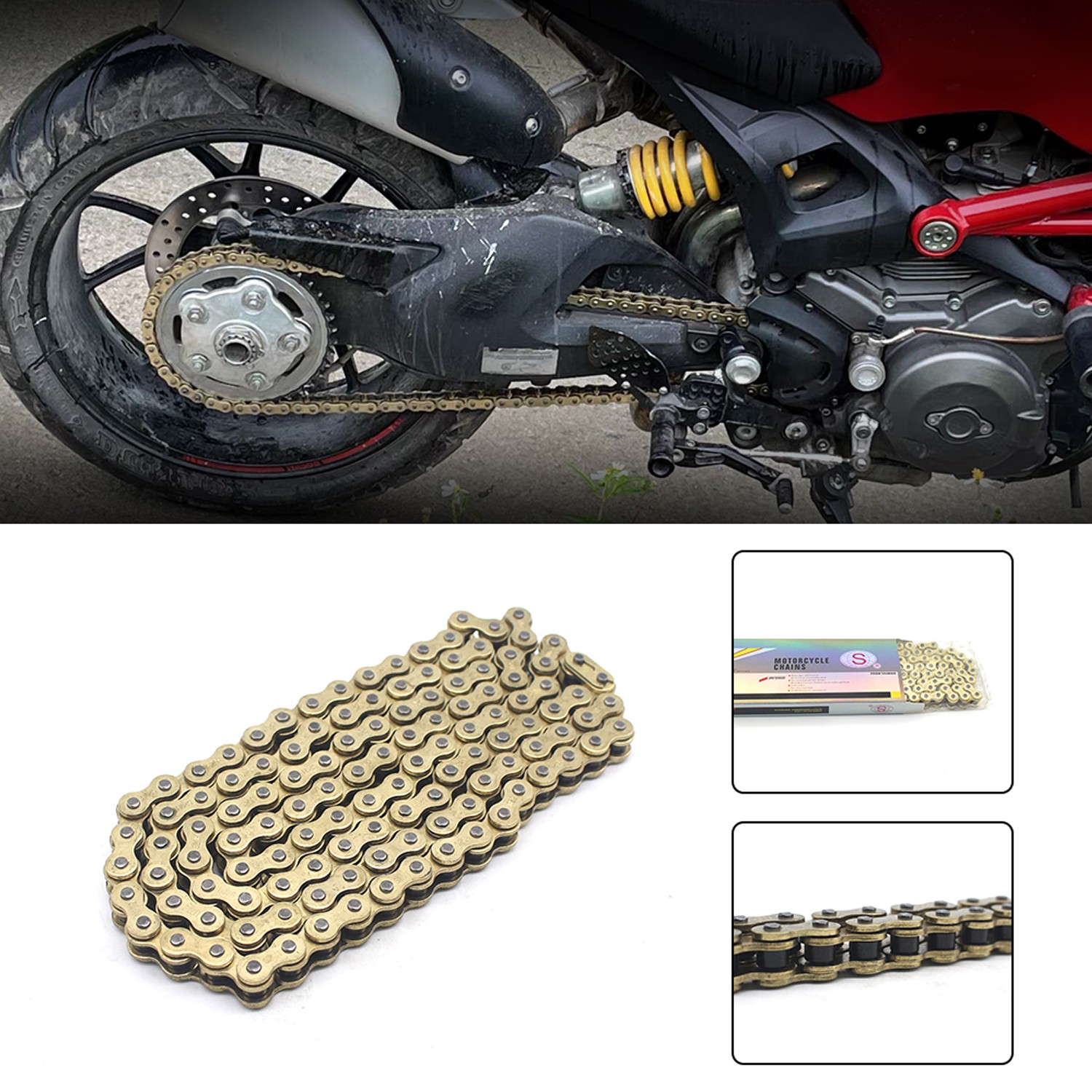 530 X 120 Links Motorcycle ATV Gold NO O-Ring Drive Chain 530-Pitch 120-Links