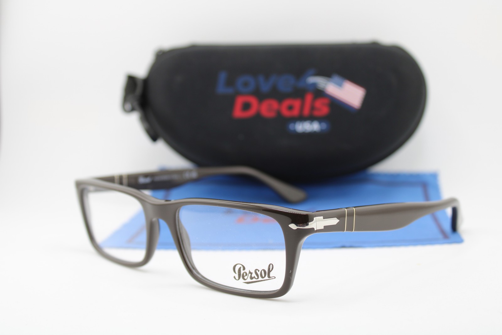 NEW PERSOL P 3050-V 1174 POLISHED BROWN SILVER AUTHENTIC EYEGLASSES 55-18 NEW PERSOL P 3050-V 1174 POLISHED BROWN SILVER AUTHENTIC EYEGLASSES 55-18