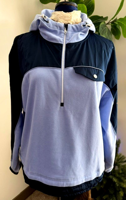 ATHLETA *ZION* MICROFLEECE 1/2 ZIP PERIWINKLE/NAVY PULLOVER HOODIE- WOMEN\'S L ATHLETA *ZION* MICROFLEECE 1/2 ZIP PERIWINKLE/NAVY PULLOVER HOODIE- WOMEN\'S L