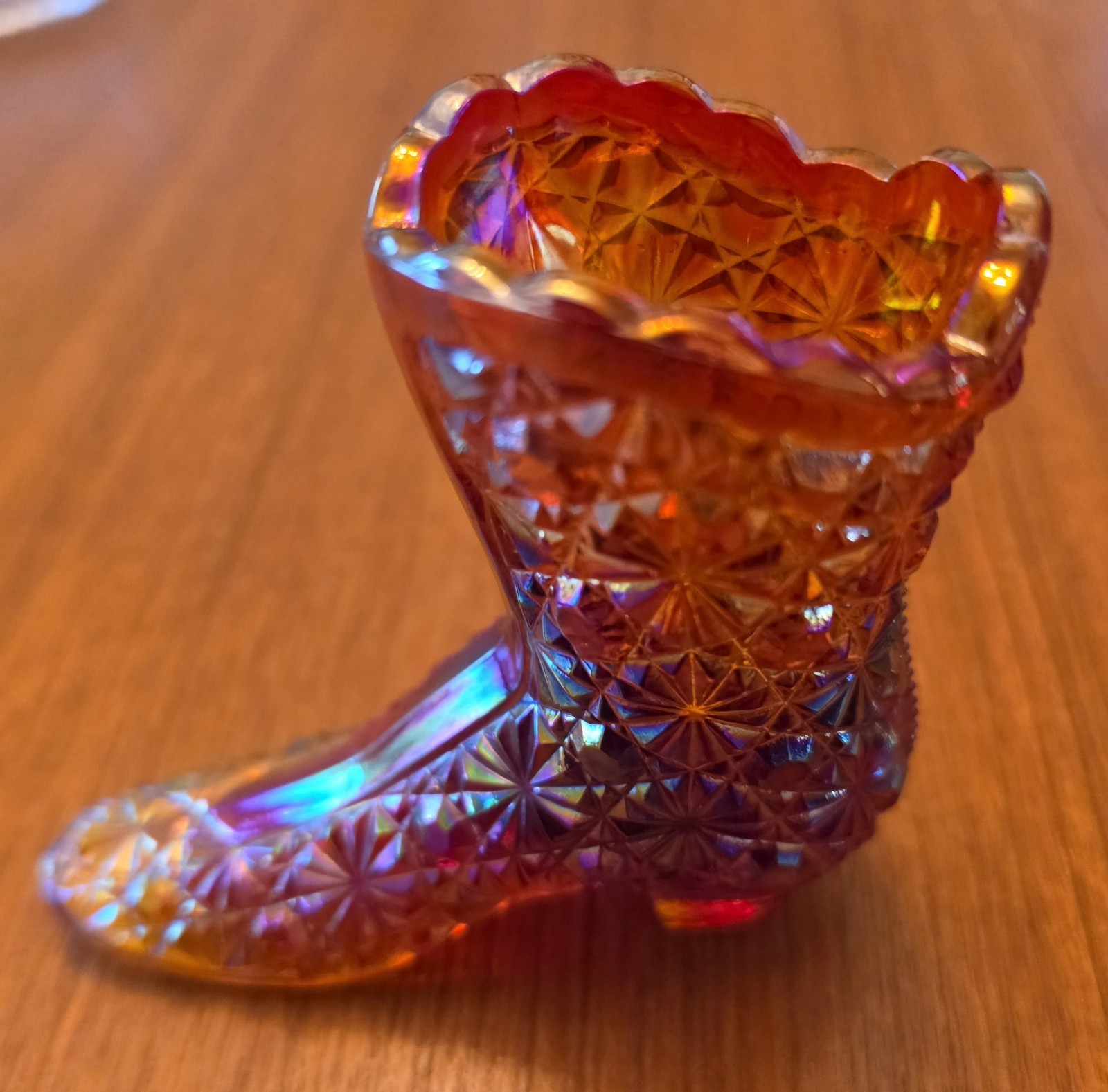 Vintage Fenton Daisy & Button Amberina Glass Boot Figurine High Top Shoe Vintage Fenton Daisy & Button Amberina Glass Boot Figurine High Top Shoe