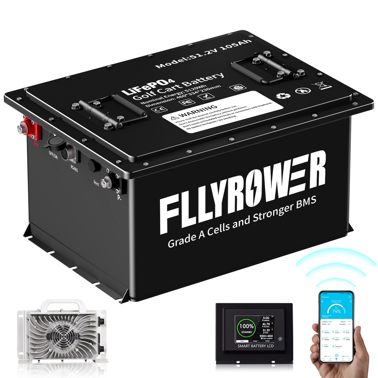 48V 105Ah Golf Cart LiFePO4 Lithium Battery 15000+ Cycle 200A BMS + 20A Charger 48V 105Ah Golf Cart LiFePO4 Lithium Battery 15000+ Cycle 200A BMS + 20A Charger
