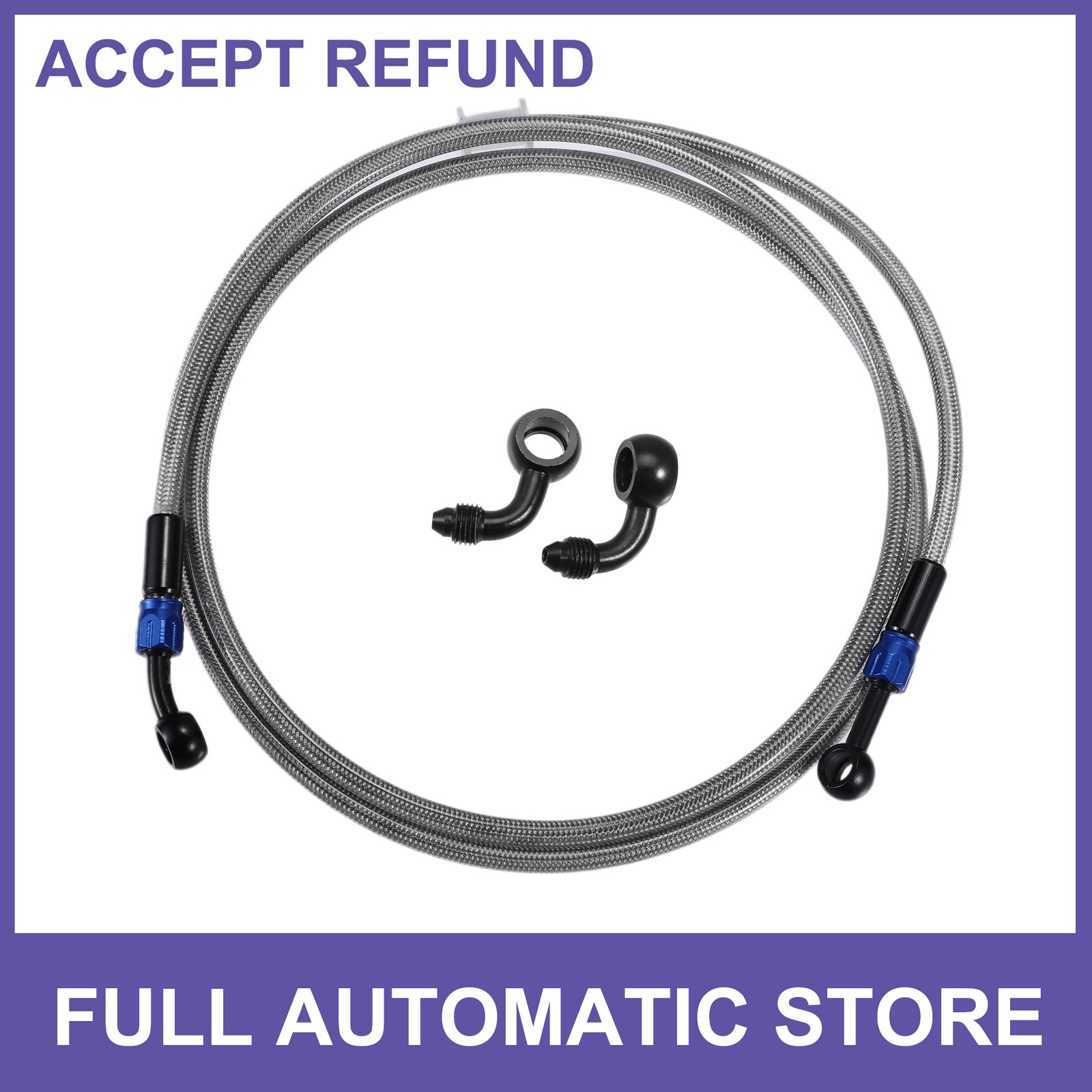 ONE AN3 M10 Brake Hose Motorcycle Braided Line Tube Universal 190cm Silver Tone ONE AN3 M10 Brake Hose Motorcycle Braided Line Tube Universal 190cm Silver Tone