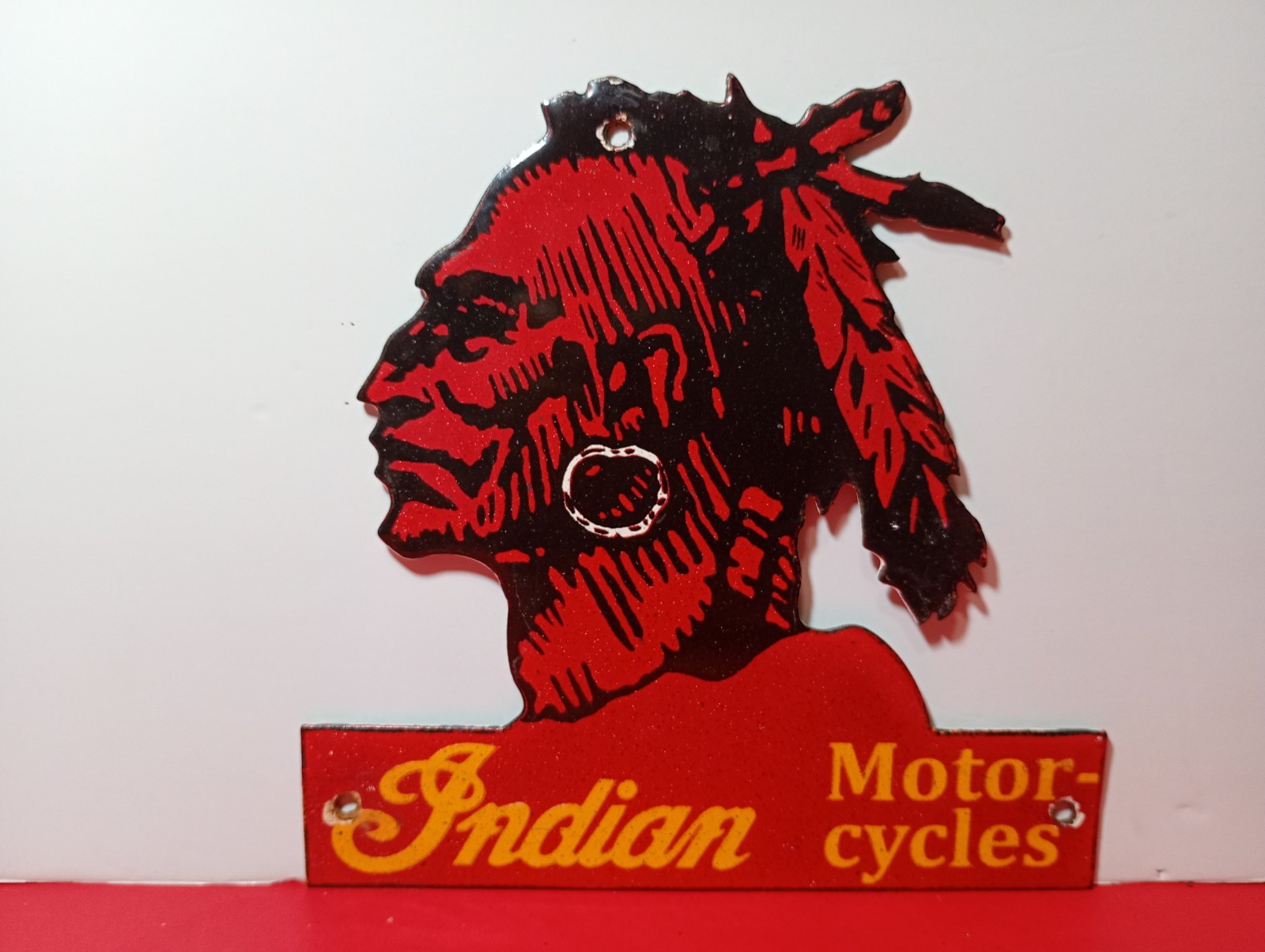 Vintage Indian Motorcycle Porcelain Enamel Sign 6\ Vintage Indian Motorcycle Porcelain Enamel Sign 6\