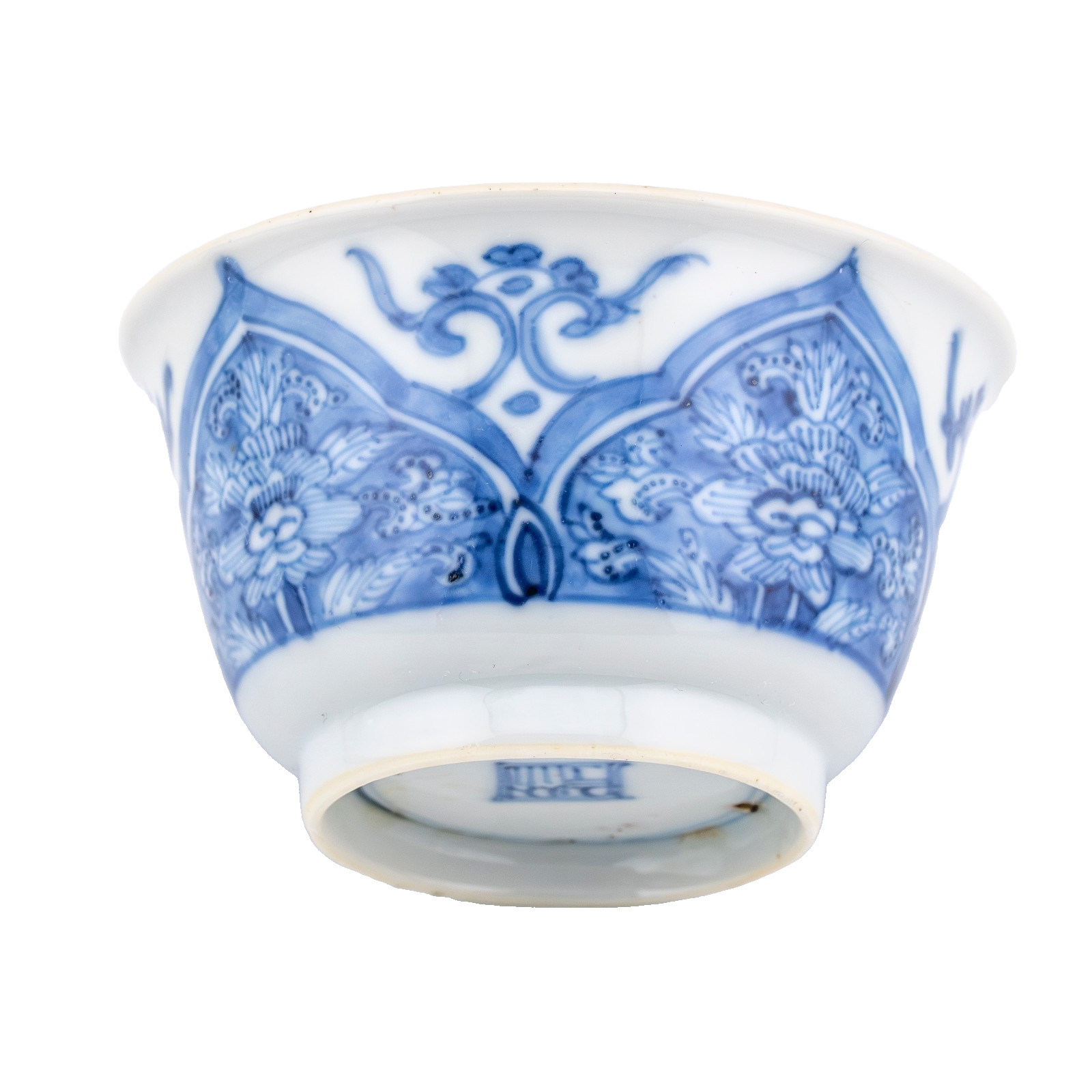 Chinese Porcelain Cup Blue White Lotus Chrysanthemum Qing Kangxi Mark Period 18t