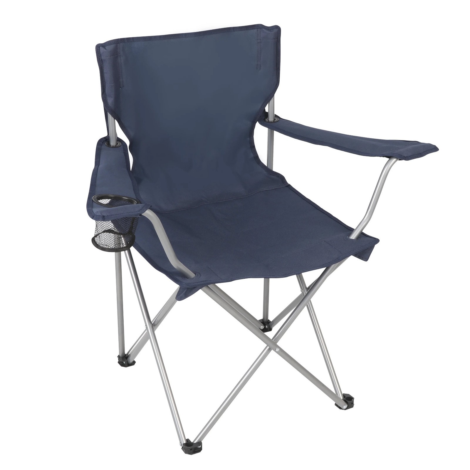 Ozark Trail Basic Quad Folding Camp Chair with Cup Holder, Dark Blue, Adult Ozark Trail Basic Quad Folding Camp Chair with Cup Holder, Dark Blue, Adult