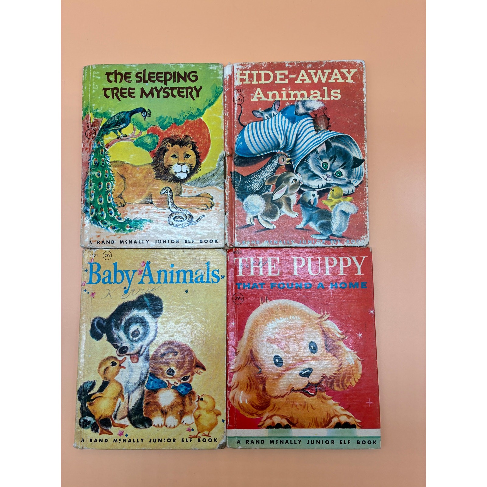 Rand McNally Junior Elf Book Lot of 4 - Vintage Children\'s Books Baby Animals