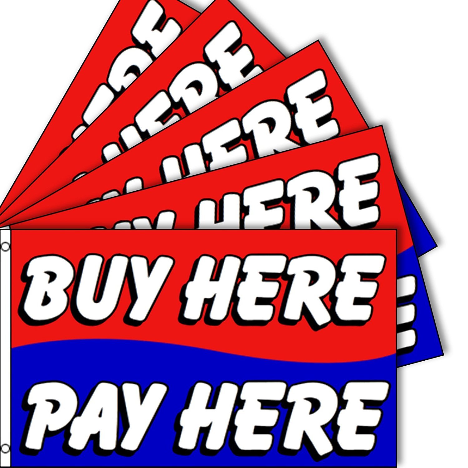 3x5 3\'x5\' Wholesale Set 5 Pack of Advertising Buy Pay Here Business 5 Flags Flag