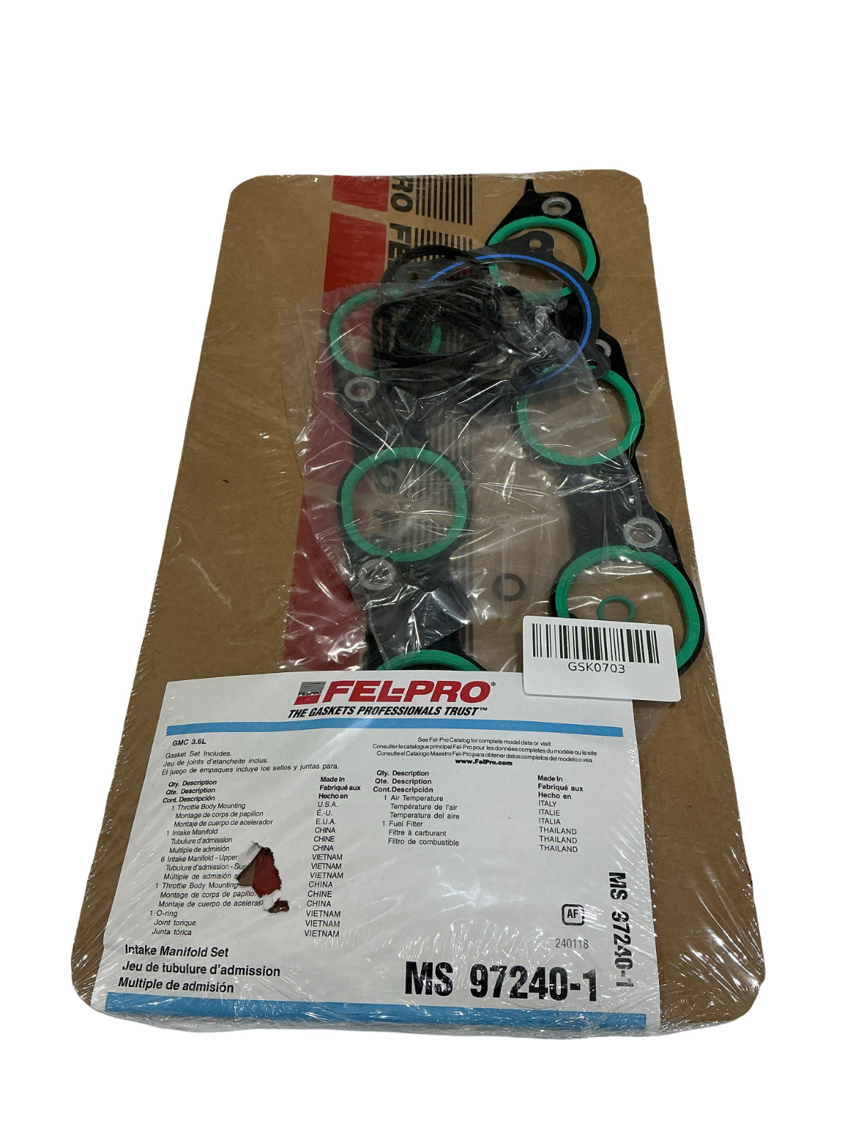 Fel-Pro MS 97240-1 Engine Intake Manifold Gasket Set GM 3.6L V6 Lower & Upper Fel-Pro MS 97240-1 Engine Intake Manifold Gasket Set GM 3.6L V6 Lower & Upper