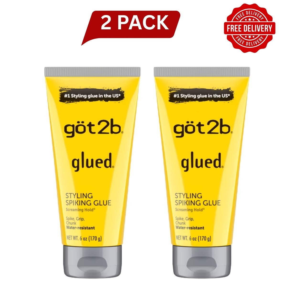 got2b Glued Styling Spiking Hair Gel, Water-Resistant, Bold, , 6 oz (2 Pack) got2b Glued Styling Spiking Hair Gel, Water-Resistant, Bold, , 6 oz (2 Pack)